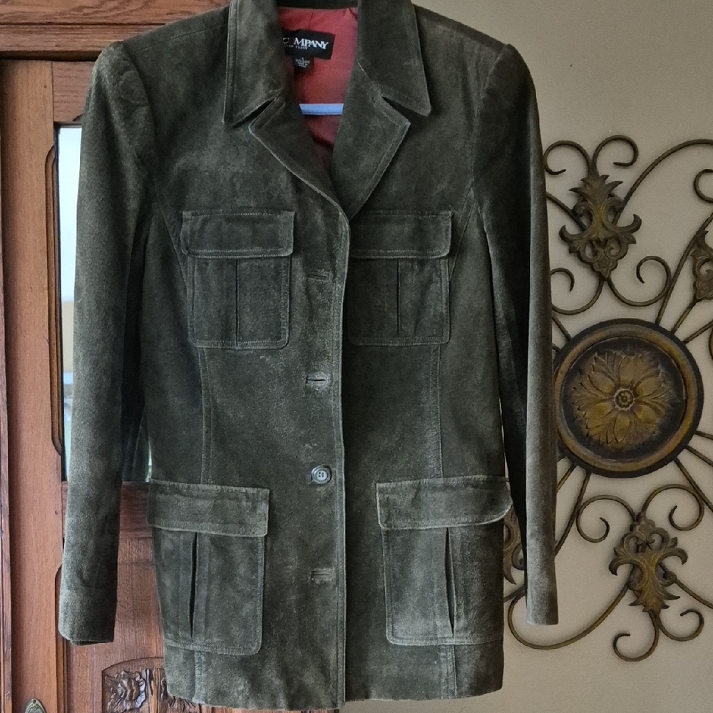 Ellen Tracy Olive Suede Blazer